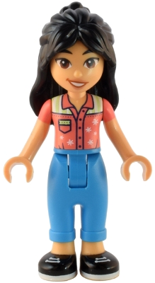 LEGO Friends Liann - Coral Shirt, Dark Azure Trousers, Black Shoes minifigure