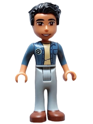 LEGO Friends Dr. Marlon - Sand Blue Unbuttoned Shirt, Light Bluish Gray Trousers, Reddish Brown Shoes minifigure