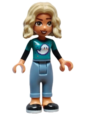 LEGO Friends Nova - Dark Turquoise Shirt, Sand Blue Trousers with Cuffs, Black Shoes minifigure