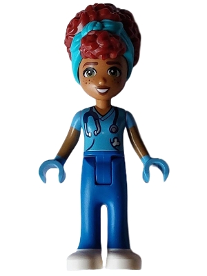 LEGO Friends Gabriela - Medium Blue Shirt with Stethoscope, Blue Trousers, White Shoes, Medium Azure Head Wrap minifigure