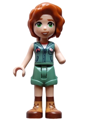 LEGO Friends Autumn - Sand Green Vest over White Shirt, Sand Green Shorts, Nougat and Reddish Brown Boots minifigure