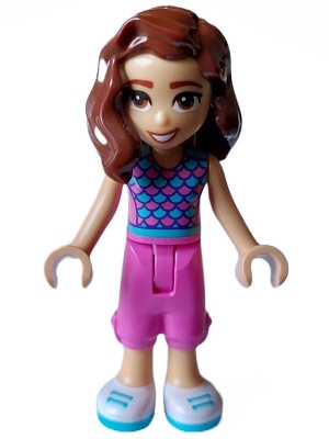LEGO Friends Luna - Dark Pink and Medium Azure Top with Scales, Dark Pink Trousers Cropped, White Shoes minifigure