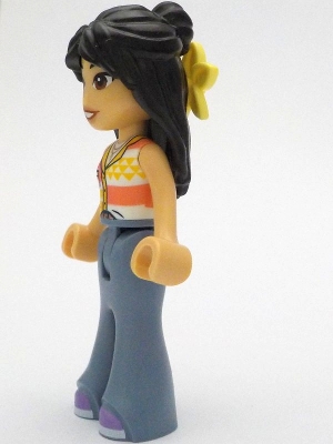 LEGO Friends Liann - White, Coral and Bright Light Orange Top, Sand Blue Bell-Bottoms, Medium Lavender Shoes, Flower minifigure