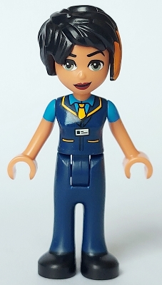 LEGO Friends Zoe - Dark Blue Vest with Bright Light Orange Tie, Dark Blue Trousers, Black Shoes minifigure