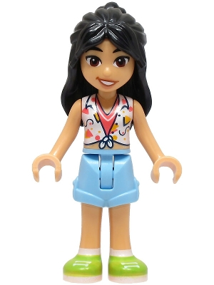 LEGO Friends Liann - White Blouse, Coral Shirt, Bright Light Blue Shorts, Lime Shoes minifigure