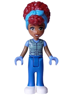 LEGO Friends Gabriela - Sand Green Vest over Medium Blue Shirt, Blue Trousers, White Shoes, Medium Azure Head Wrap minifigure
