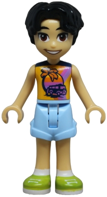 LEGO Friends Niko - Bright Light Orange Sleeveless Shirt, Bright Light Blue Shorts, Lime Shoes minifigure