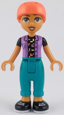 LEGO Friends Nova - Medium Lavender Vest over Black Shirt, Dark Turquoise Trousers, Coral Helmet minifigure
