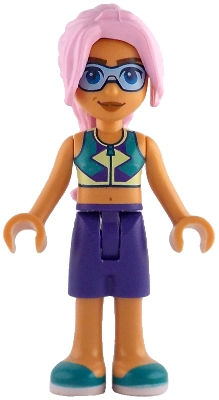 LEGO Friends Sky - Dark Turquoise, Yellowish Green and Dark Purple Top, Dark Purple Shorts, Dark Turquoise Shoes minifigure