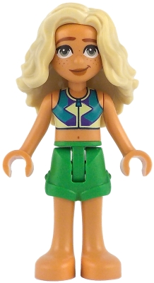 LEGO Friends Sage - Dark Turquoise, Yellowish Green and Dark Purple Sleeveless Top, Bright Green Shorts, Bare Feet minifigure