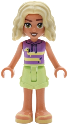 LEGO Friends Nova - Medium Lavender Sleeveless Hoodie with Dachshund, Yellowish Green Shorts, Bright Light Yellow Sandals minifigure