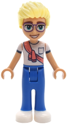 LEGO Friends Olly - White Shirt with Coral Scarf, Blue Trousers, White Shoes minifigure