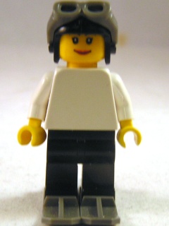 LEGO FIRST LEGO League (FLL) Climate Connections Skier Female White Top, Black Aviator Cap minifigure