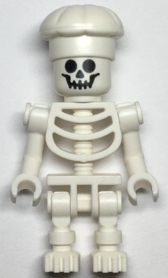 LEGO Skeleton with Standard Skull, Bent Arms Vertical Grip, White Chef Toque minifigure