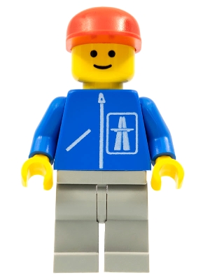 LEGO Highway Pattern - Light Gray Legs, Red Cap minifigure