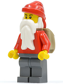 LEGO Santa, Dark Bluish Gray Legs, Backpack Open minifigure