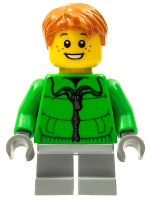 LEGO Winter Jacket Zipper, Light Bluish Gray Short Legs (Boy Sleigh Rider) minifigure