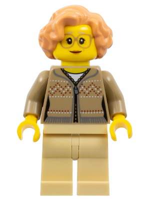 LEGO Grandmother - Dark Tan Fair Isle Sweater, Nougat Hair, Glasses minifigure