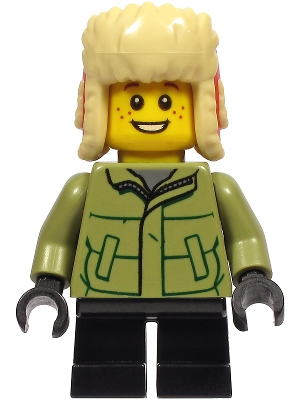 LEGO Boy - Olive Green Winter Jacket, Black Short Legs, Ushanka Hat minifigure