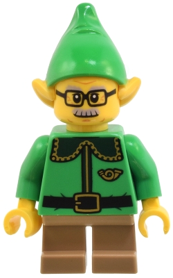 LEGO Elf - Dark Green Collar and Gold Horn, Moustache and Glasses minifigure