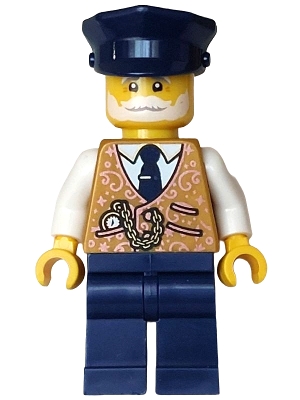 LEGO Holiday Express Train Conductor - Pearl Gold Vest, Dark Blue Legs and Hat minifigure
