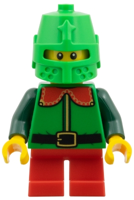 LEGO Elf - Green Coat with Red Collar, Bright Green Helmet Castle minifigure