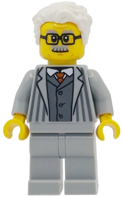 LEGO Grandfather - Light Bluish Gray Jacket with Pinstripes and Legs, White Hair minifigure