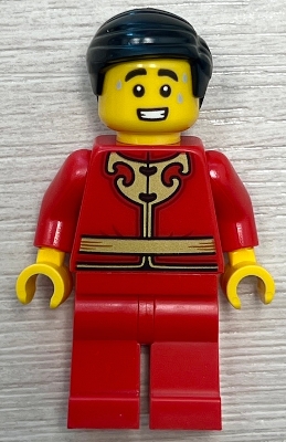 LEGO Man - Red Tang Jacket with Gold Chinese Scrollwork, Red Legs, Black Smooth Hair minifigure hol415