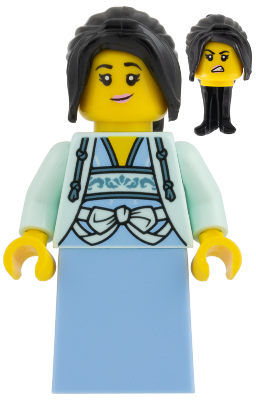 LEGO Chef - Light Aqua Vest, Black Hair, Bright Light Blue Skirt minifigure hol425