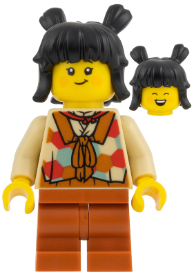 LEGO Child - Tan Vest, Black Hair, Dark Orange Mid Legs minifigure hol426