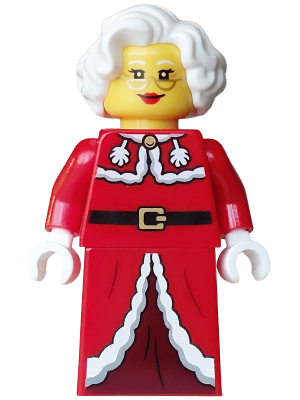 LEGO Mrs. Claus - Red Jacket, Dark Red Printed Skirt, Gold Glasses minifigure hol437
