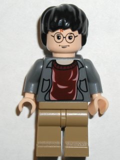 LEGO Harry Potter, Dark Bluish Gray Open Shirt Torso, Dark Tan Legs minifigure