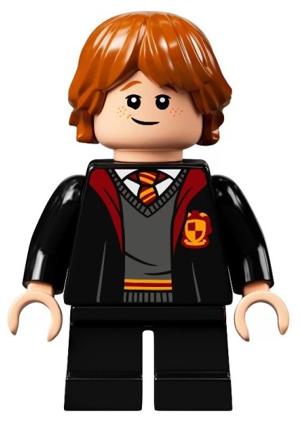 LEGO Ron Weasley, Gryffindor Robe, Sweater, Shirt and Tie, Black Short Legs minifigure