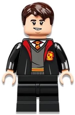 LEGO Neville Longbottom, Gryffindor Robe Open, Sweater, Shirt and Tie, Black Medium Legs minifigure