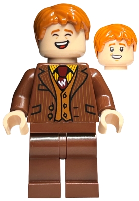 LEGO George Weasley - Reddish Brown Suit, Dark Red Tie, Smiling / Laughing minifigure