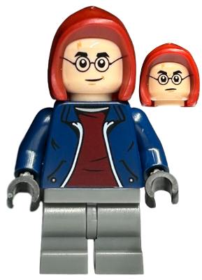 LEGO Harry Potter - Dark Blue Open Jacket over Dark Red Shirt, Dark Bluish Gray Medium Legs, Dark Red Hood minifigure hp458