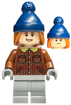 LEGO Ron Weasley - Reddish Brown Plaid Jacket, Light Bluish Gray Medium Legs, Dark Orange Hair with Dark Blue Stocking Cap minifigure hp459