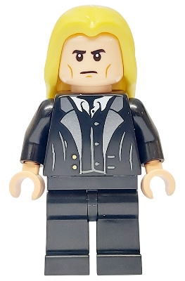 LEGO Lucius Malfoy - Black Suit, Bright Light Yellow Hair, Plain Legs minifigure
