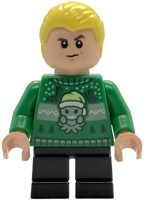 LEGO Draco Malfoy - Green Holiday Sweater, Black Short Legs minifigure hp591