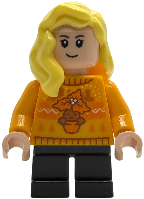 LEGO Hannah Abbott - Bright Light Orange Holiday Sweater, Black Short Legs minifigure hp592
