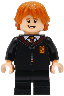 LEGO Ron Weasley - Gryffindor Robe Clasped, Black Medium Legs, Open Mouth Smile minifigure
