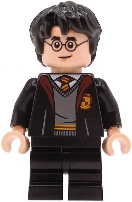 LEGO Harry Potter - Gryffindor Robe Open, Black Medium Legs, Hair Thick and Messy minifigure