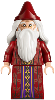 LEGO Albus Dumbledore - Dark Red Robe with Copper Leaves, White Hair, Printed Arms minifigure hp637