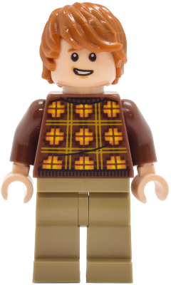 LEGO Ron Weasley - Reddish Brown Sweater with Yellow and Orange Plaid minifigure hp644