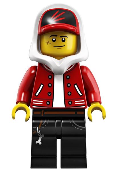 LEGO Jack Davids - Red Jacket with Cap and Hood (Lopsided Smile / Scared) minifigure