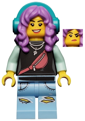 LEGO Parker L. Jackson - Black Top with Headphones (Smile / Grumpy) minifigure