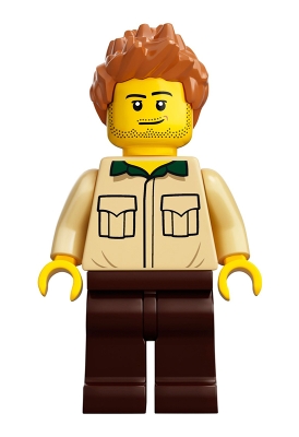 LEGO Dad, Stubble, Shirt with Dark Green Collar, Medium Nougat Hair Spiked minifigure