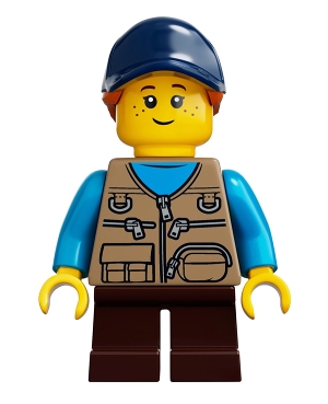 LEGO Girl, Freckles, Dark Tan Vest Over Dark Azure Shirt, Dark Blue Cap minifigure