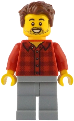 LEGO Rob the Fan Designer - Red Plaid Flannel Shirt, Light Bluish Gray Legs minifigure