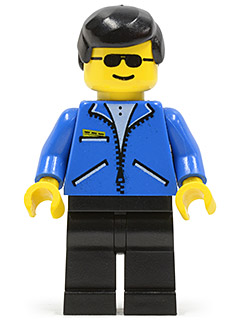 LEGO Jacket Blue - Black Legs, Black Male Hair, Sunglasses minifigure